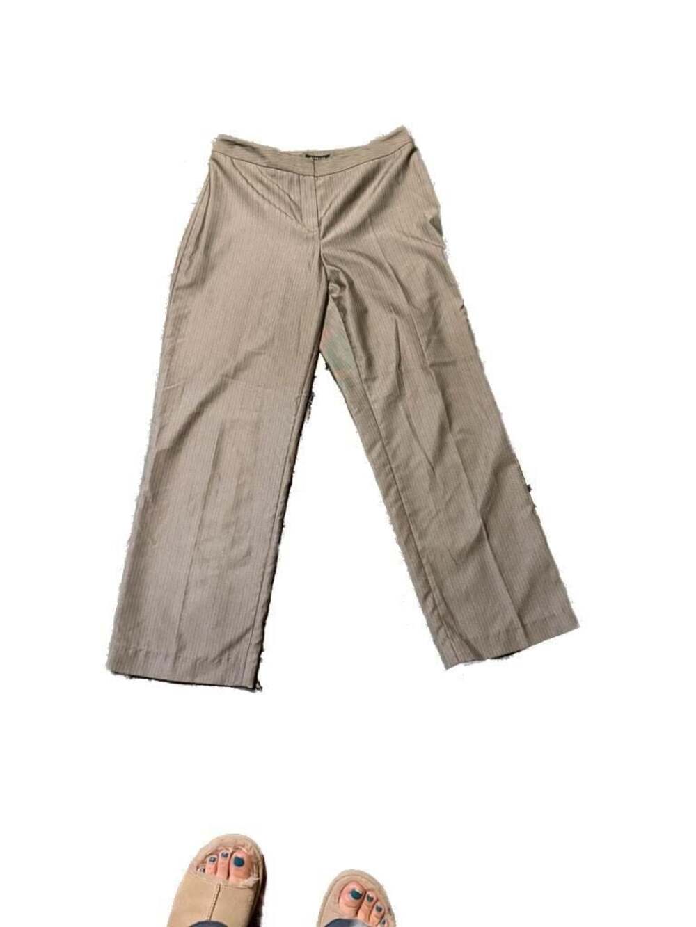 Jones & Co. Women's Size 8 Brown Pinstripe Stretch Wide Leg Dress Pants